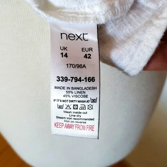 Next White Ruffle One Shoulder Linen Top Size 10 - Picture 6 of 9